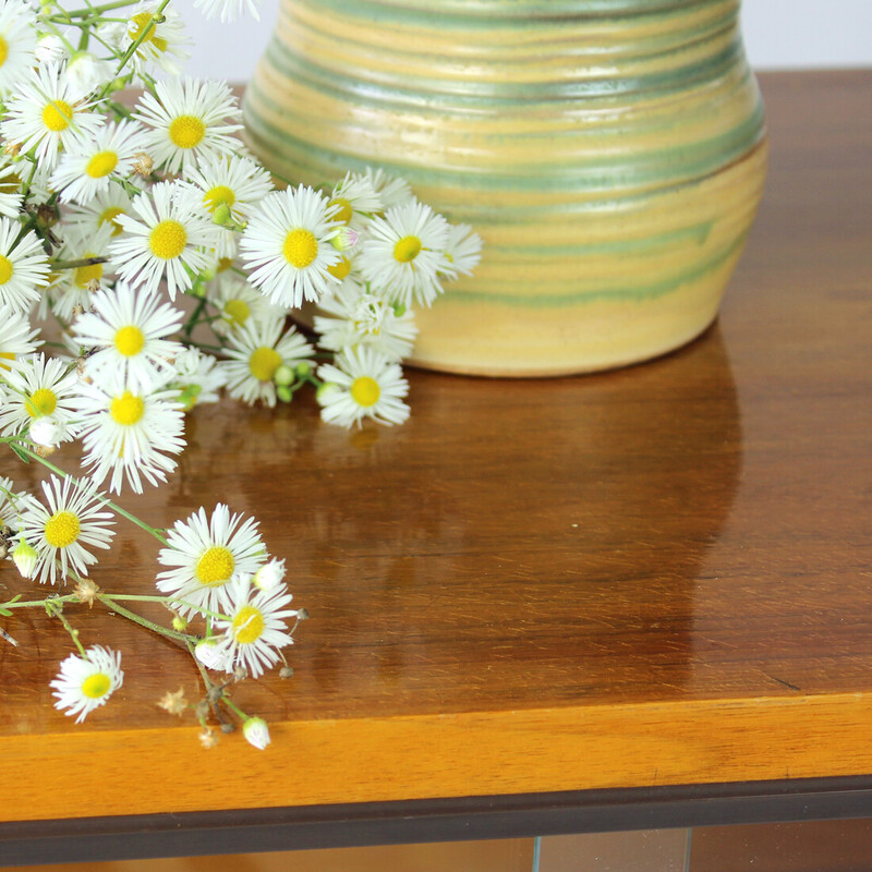 Vintage walnut and glass cabinet by Drevovyroba, Czechoslovakia 1969s