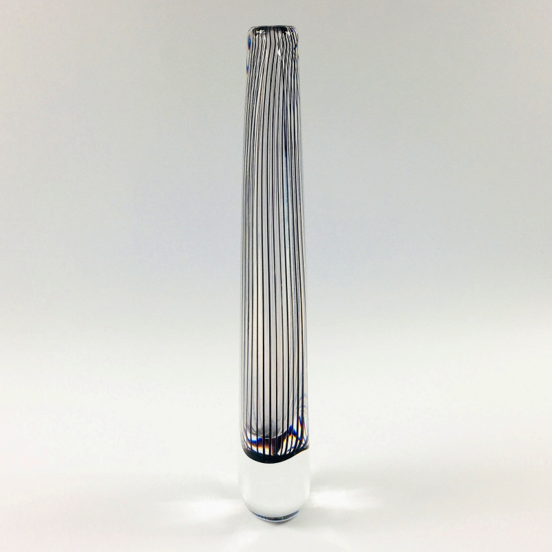 Mid century Scandinavian striped glass vase by Vicke Lindstrand for Kosta, Sweden 1950s