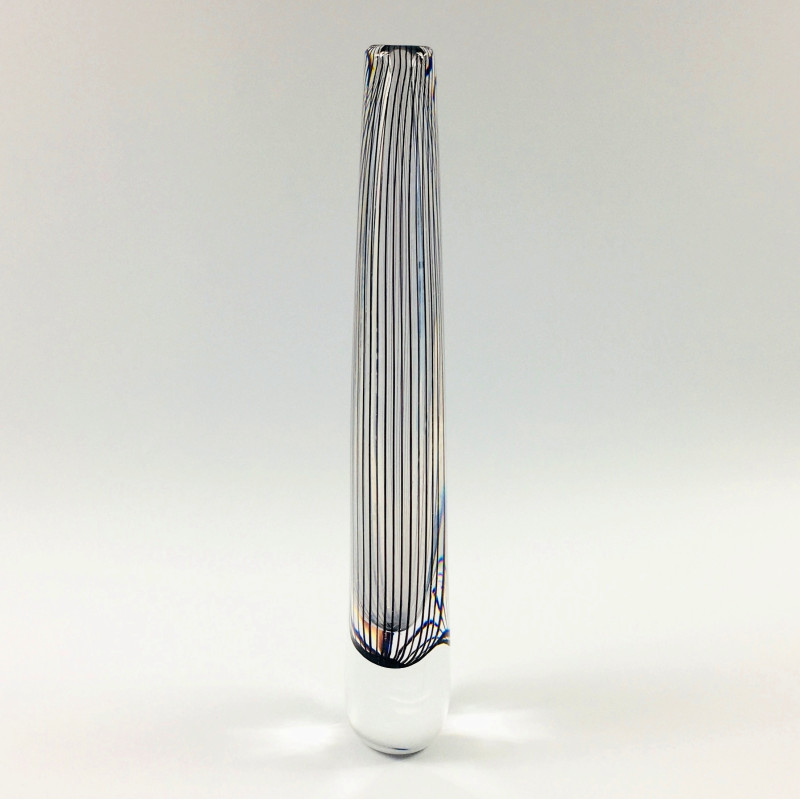 Mid century Scandinavian striped glass vase by Vicke Lindstrand for Kosta, Sweden 1950s