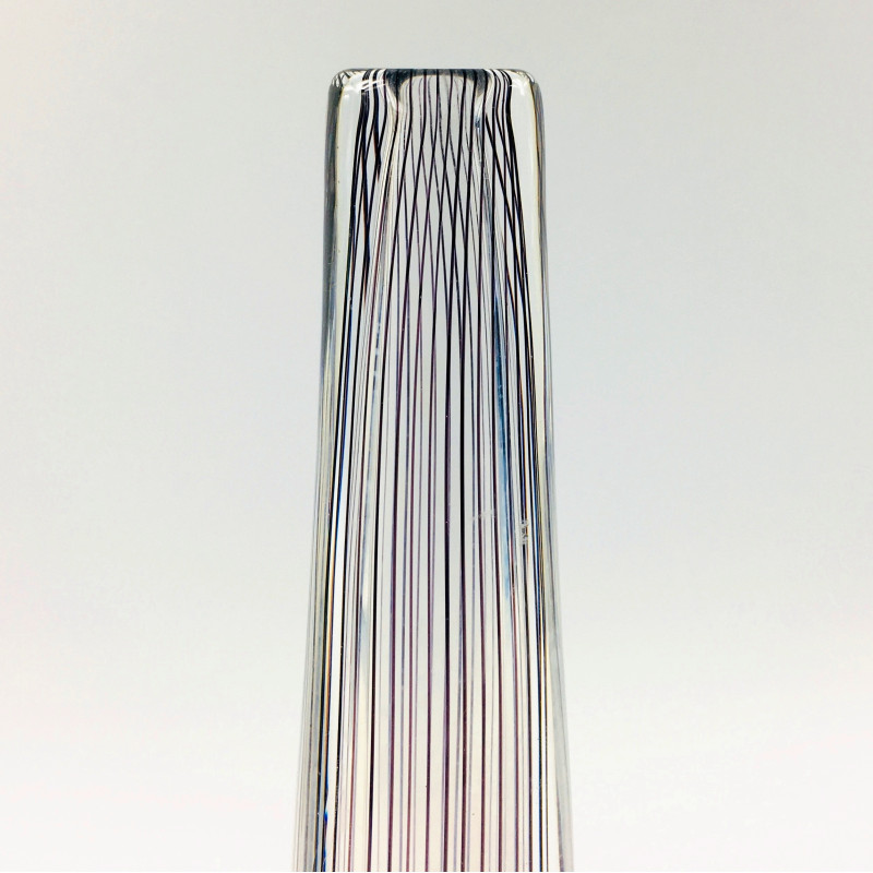 Mid century Scandinavian striped glass vase by Vicke Lindstrand for Kosta, Sweden 1950s