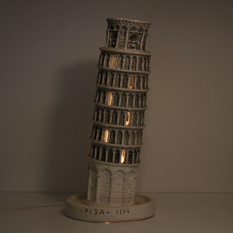 Vintage tafellamp Toren van Pisa, Italië 1960