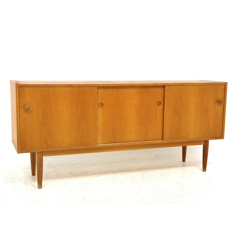 Credenza vintage in rovere con ante scorrevoli, Svezia 1960