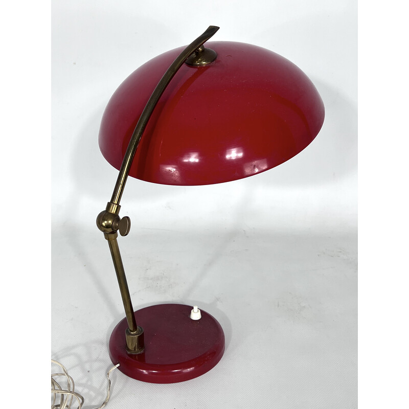 Lampe de table vintage en laiton et laque, 1950