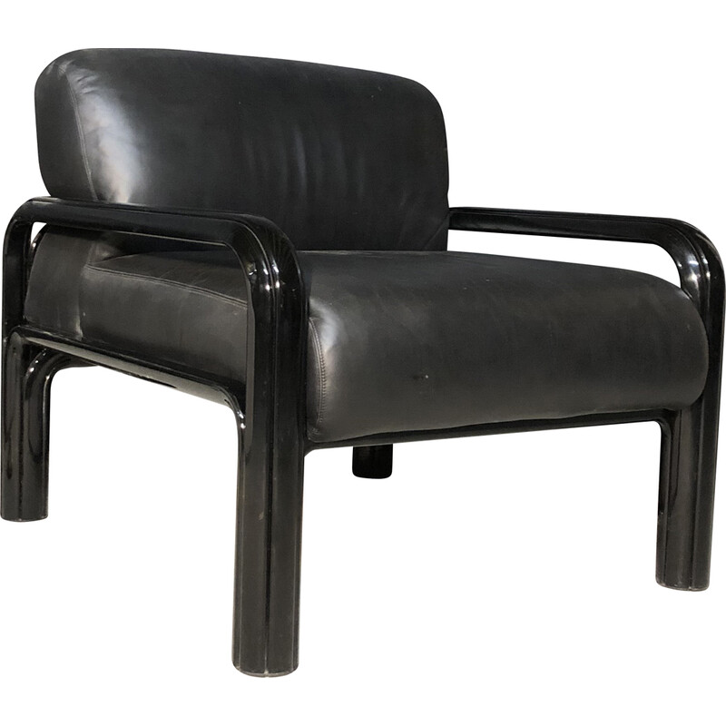 Vintage leather armchair by Gae Aulenti for Knoll, 1980