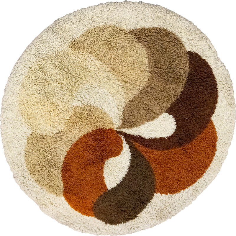 Vintage brown round Flower Desso rug