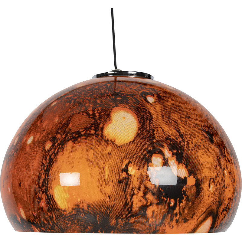 Lámpara colgante vintage de color naranja y negro de la era espacial