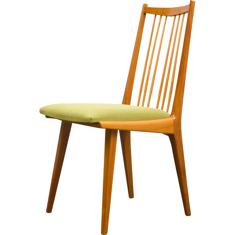 Conjunto de 4 cadeiras de madeira de cerejeira vintage com estofos, 1960