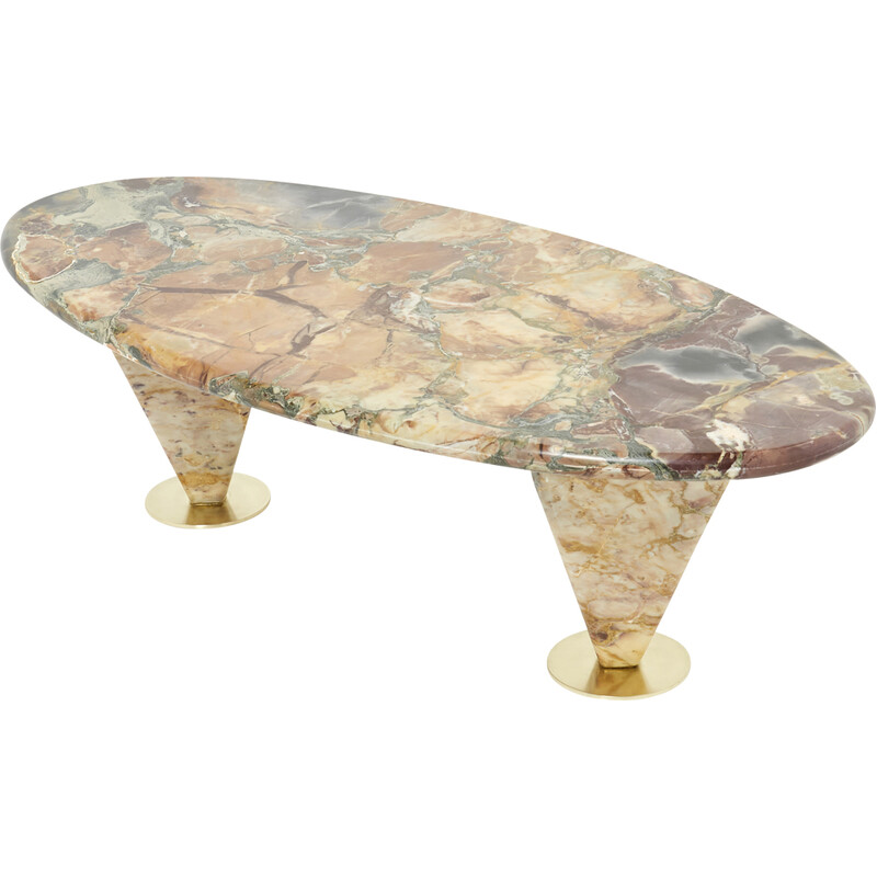 Vintage eye coffee table with Sicilian marble, France 1980