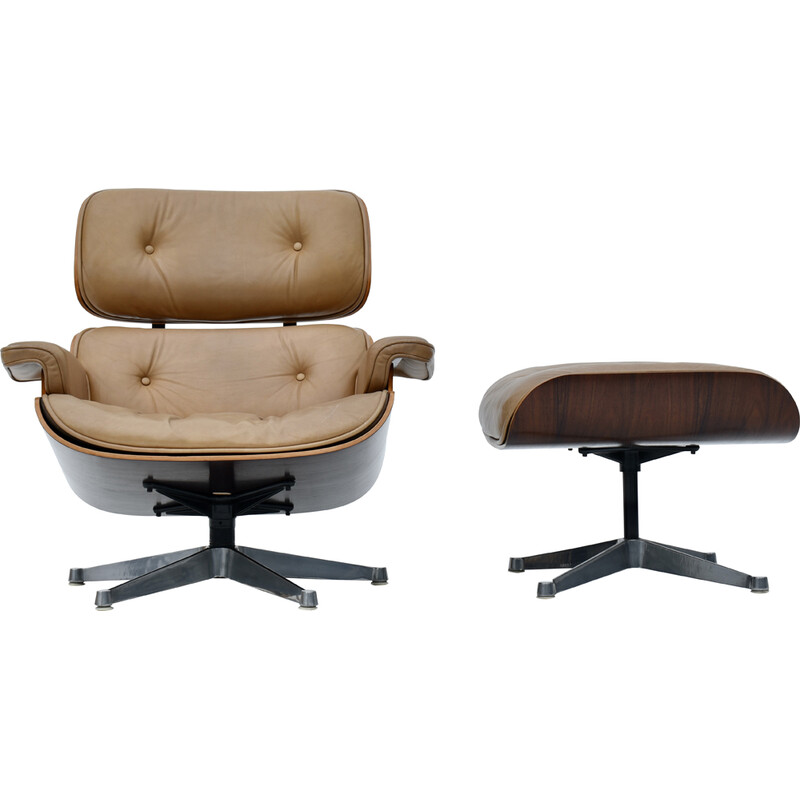 Vintage Sessel und Ottoman von Eames für Icf, Italien 1970