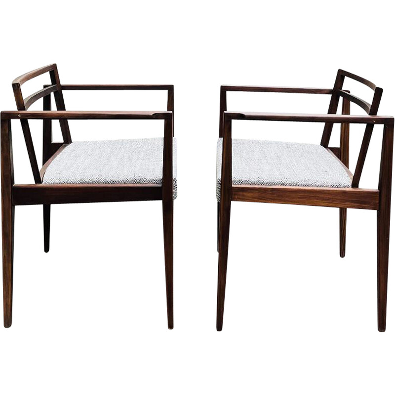Par de cadeiras escandinavas de teca vintage e de tecido, 1950