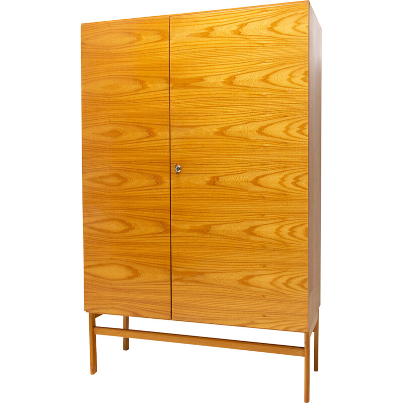 Vintage elm wood and plywood cabinet by Jitona, Czechoslovakia 1970s