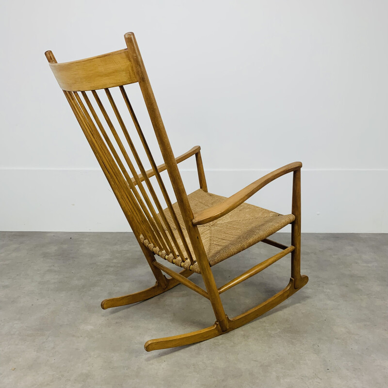 Scandinavian vintage rocking chair J16 by Hans Wegner, 1960