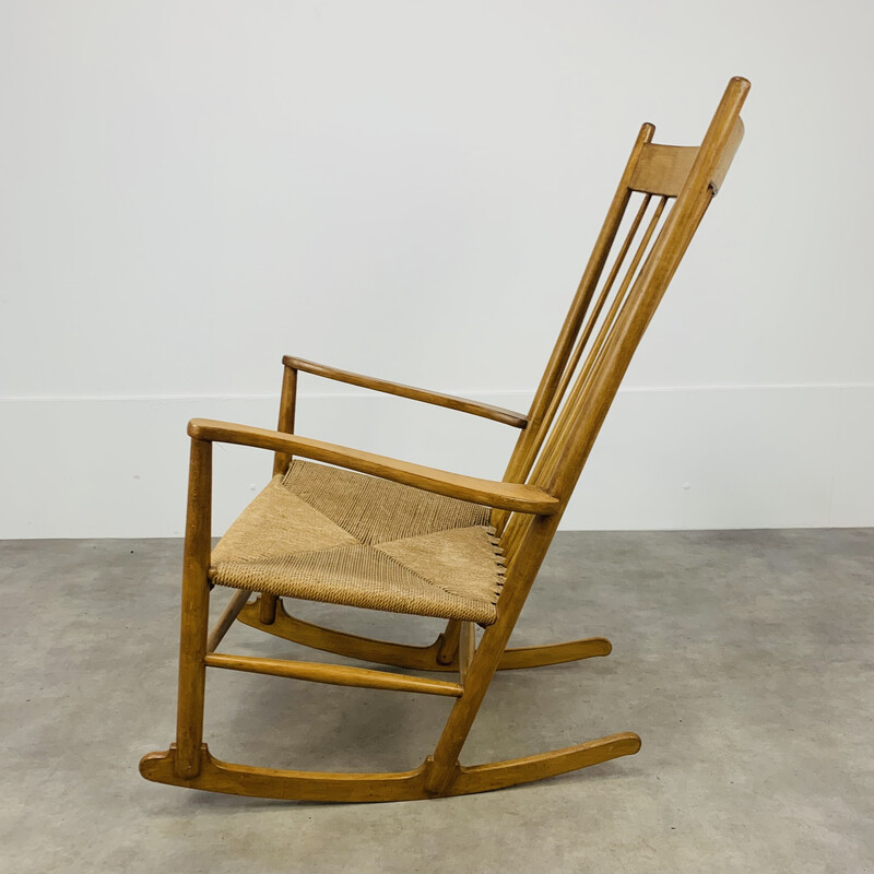 Scandinavian vintage rocking chair J16 by Hans Wegner, 1960