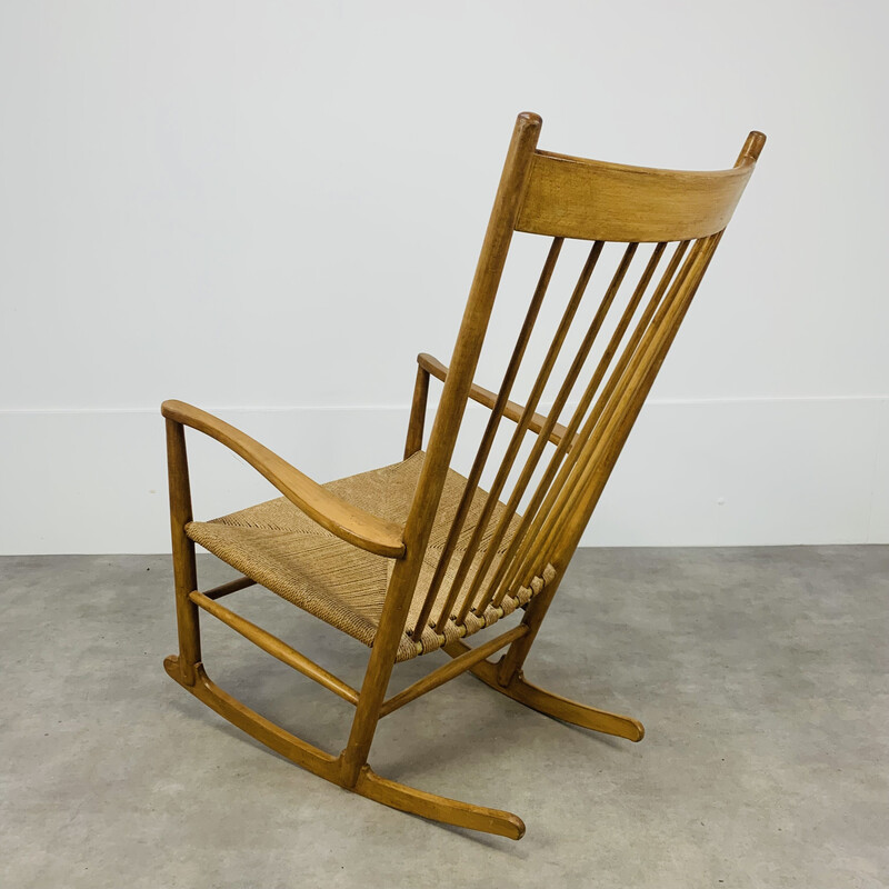 Scandinavian vintage rocking chair J16 by Hans Wegner, 1960