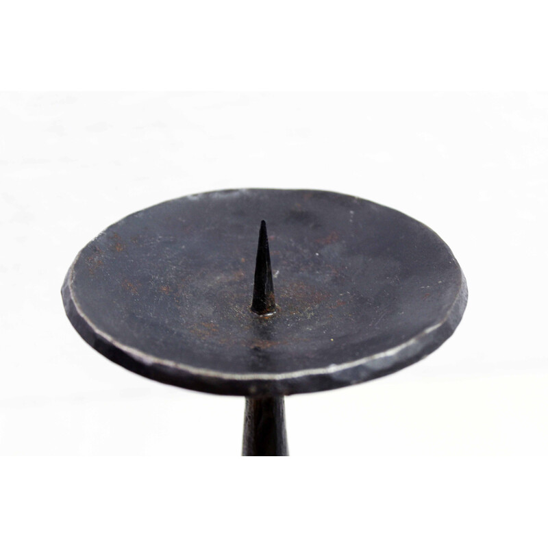 Vintage Brutalist cast iron candlestick, 1950