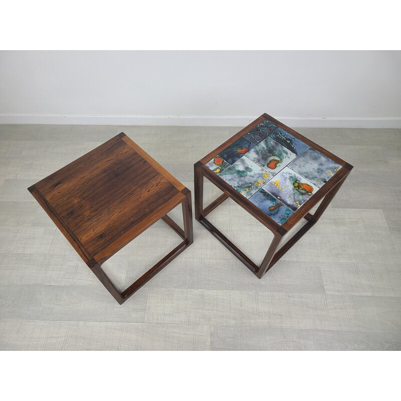 Paire de tables basses danoises vintage Cube en palissandre par Aksel Kjersgaard, 1960