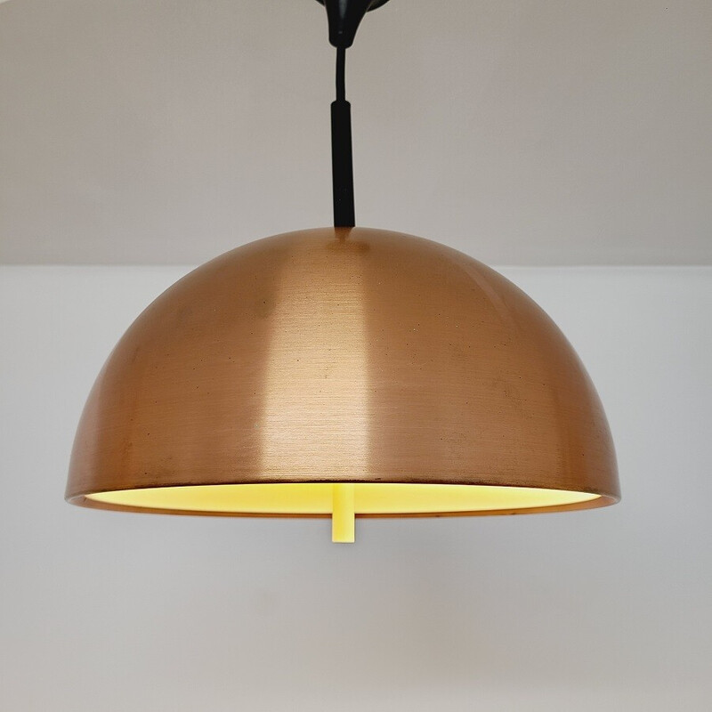 Lámpara de suspensión escandinava vintage de cobre de R. Kruger, 1960