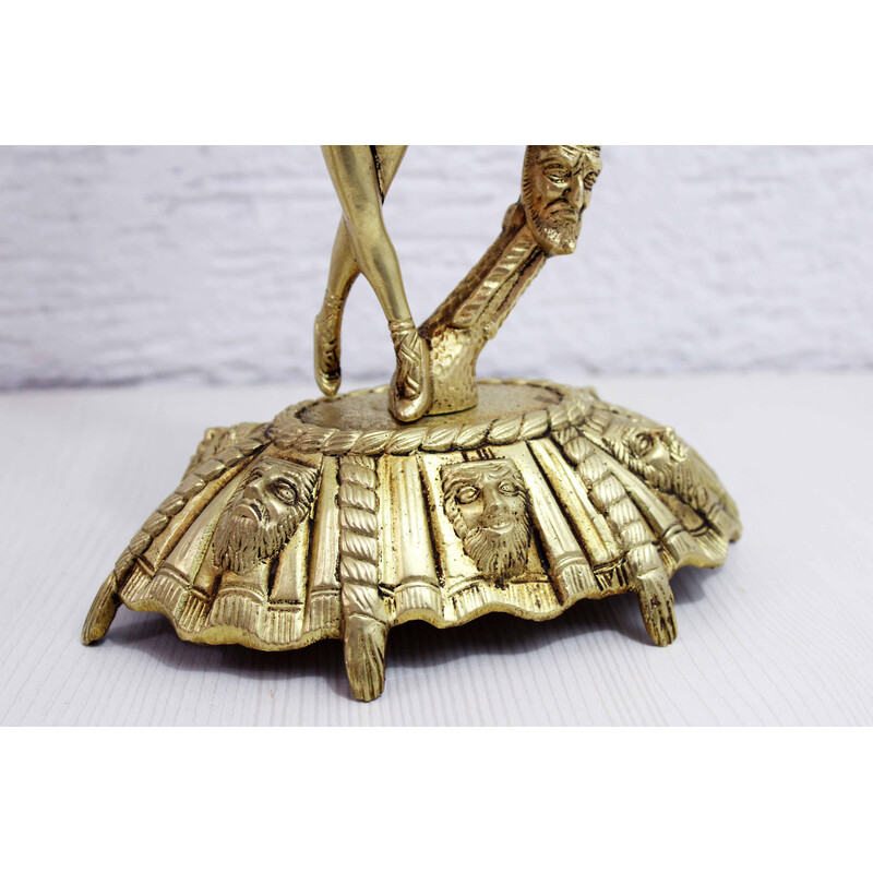 Coppia di lampade vintage in bronzo di Commedia Dell Arte