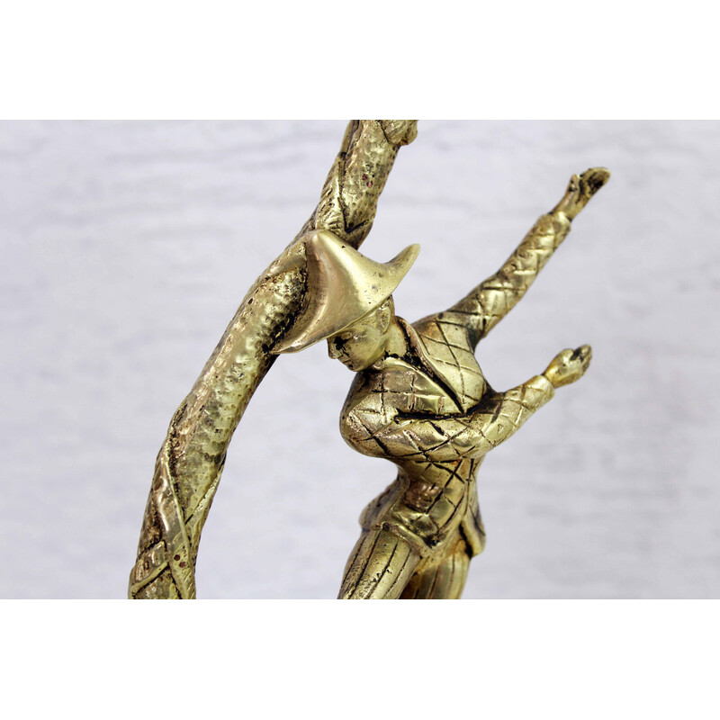 Coppia di lampade vintage in bronzo di Commedia Dell Arte