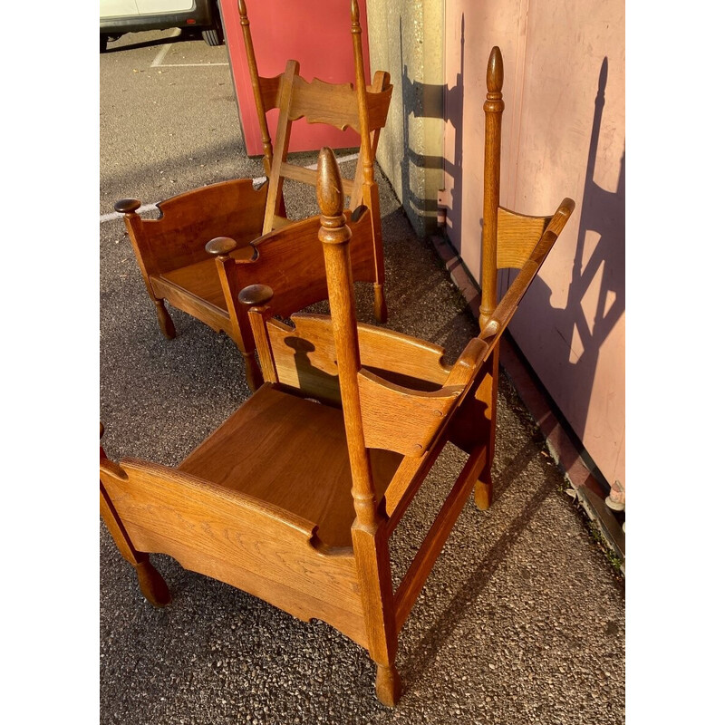 Paire de fauteuils scandinave vintage en chêne avec coussins