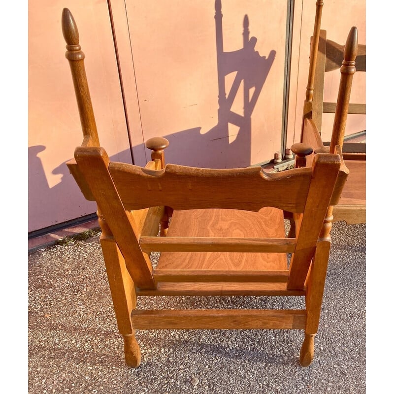 Pair of Scandinavian vintage oakwood armchairs with cushions