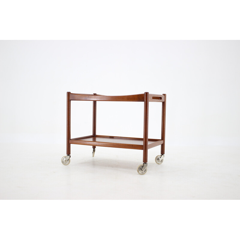 Carrello di servizio vintage in teak di Hans Wegner per Andreas Tuck, Danimarca 1960