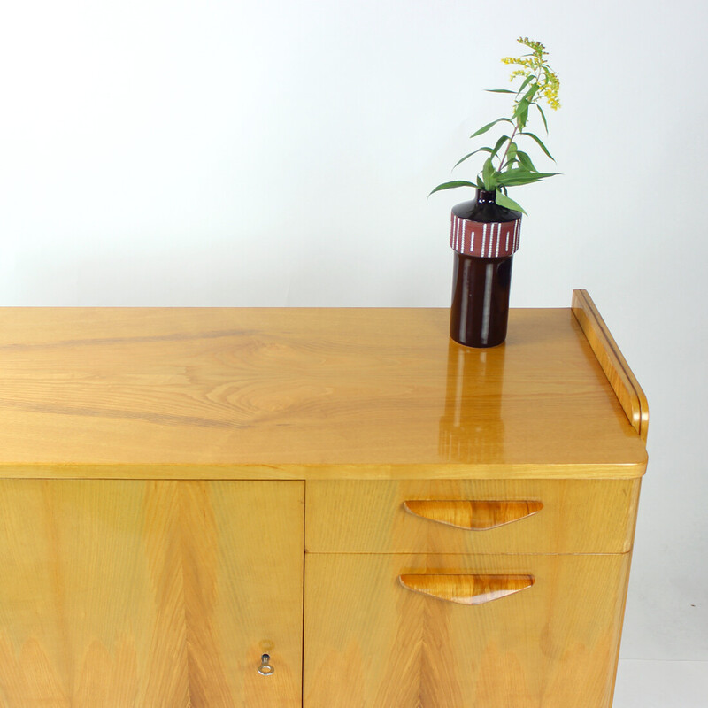 Mid century sideboard in blond oakwood by Tatra, Czechoslovakia 1966