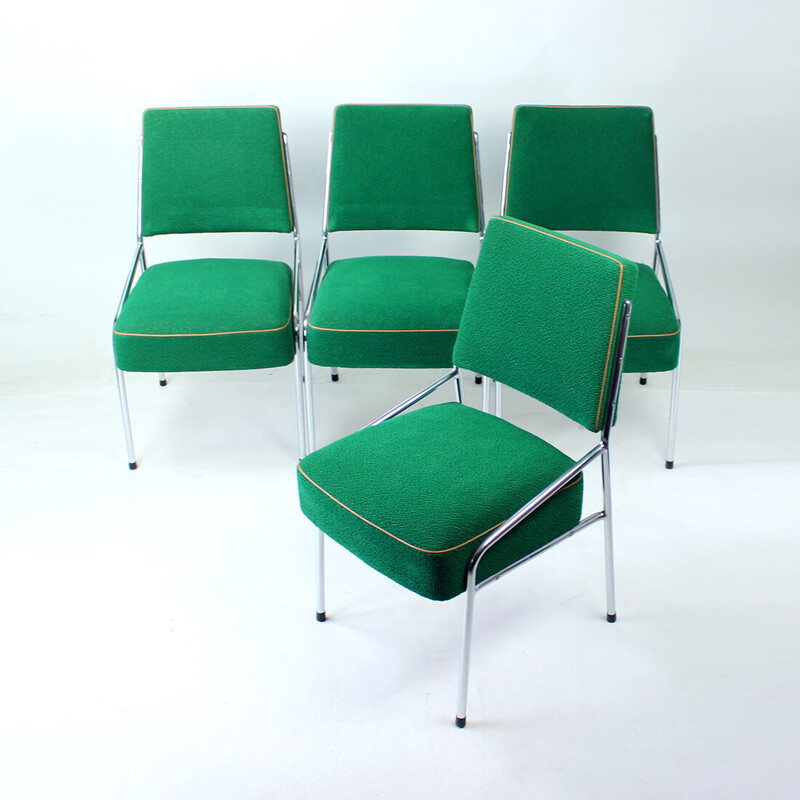 Set aus 4 verchromten Vintage-Stühlen aus Brüssel