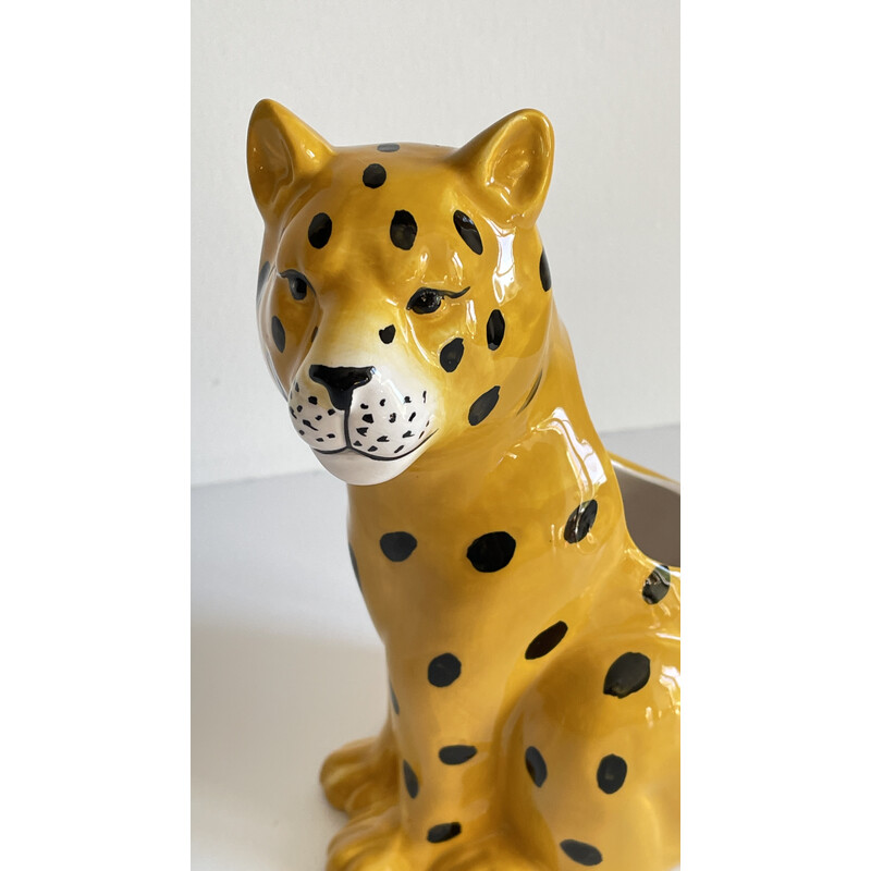 Coprivaso leopardato vintage in ceramica