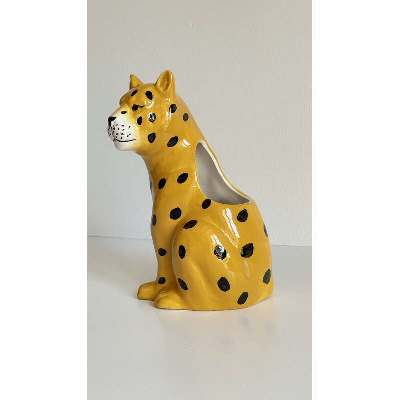 Coprivaso leopardato vintage in ceramica