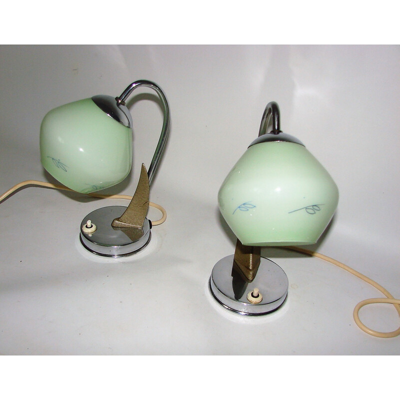 Paire de lampes vintage Zukov, République tchèque 1940