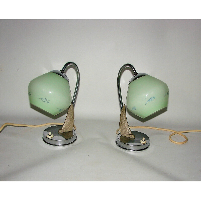 Paire de lampes vintage Zukov, République tchèque 1940