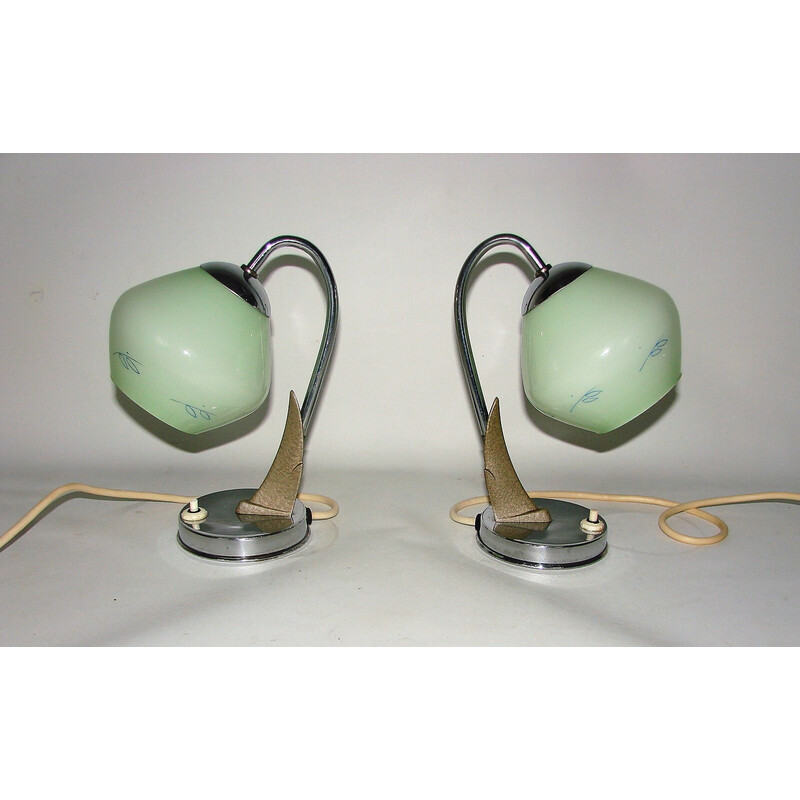 Pair of vintage Zukov lamps, Czech Republic 1940s