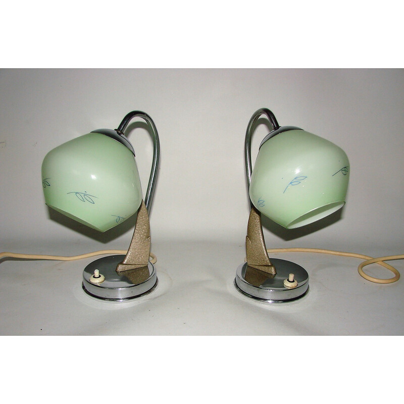 Paire de lampes vintage Zukov, République tchèque 1940