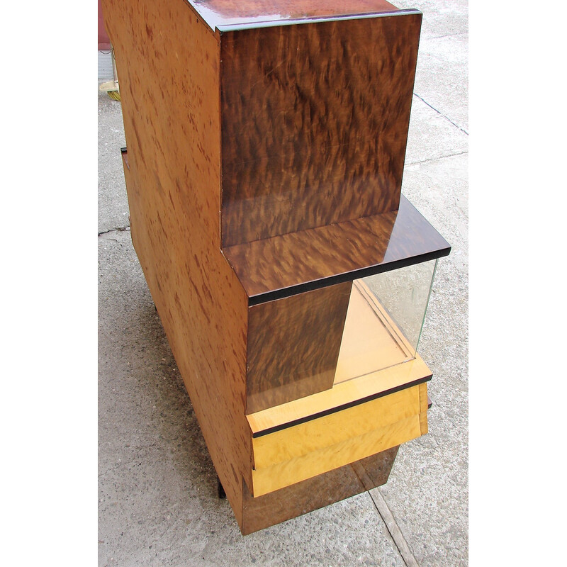 Tablero alto de madera vintage pulido con alto brillo, años 60