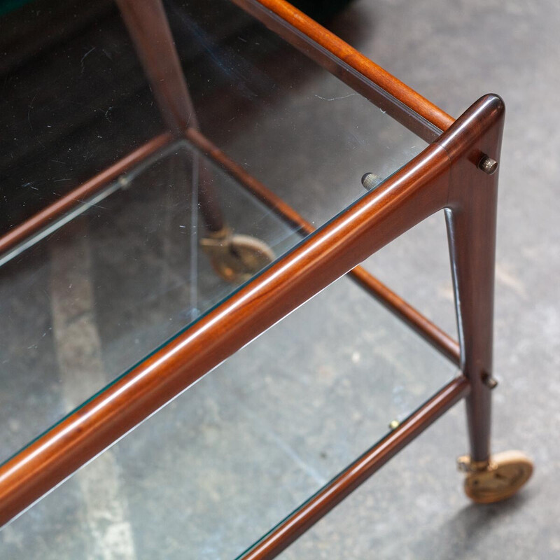 Vintage Italian No. 58 mahogany serving trolley by Ico Parisi for De Baggis, 1950s