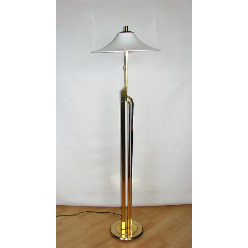 Art deco Stehlampe aus Messing und Metall, 1960er Jahre