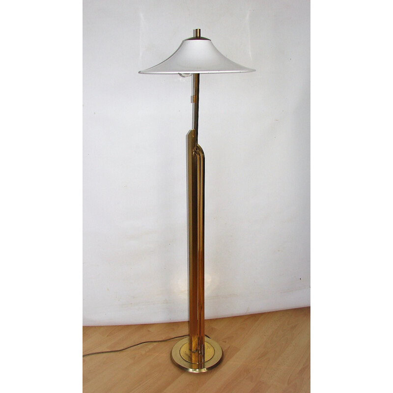 Lámpara de pie de latón y metal de estilo Art Decó, años 60