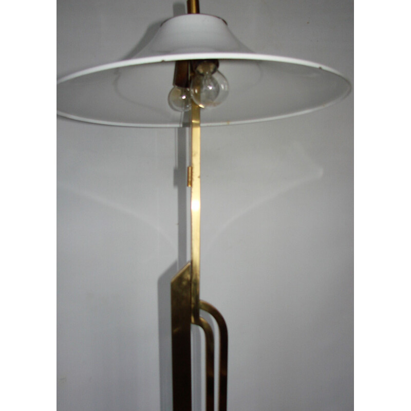 Art deco vintage brass and metal floor lamp, 1960s