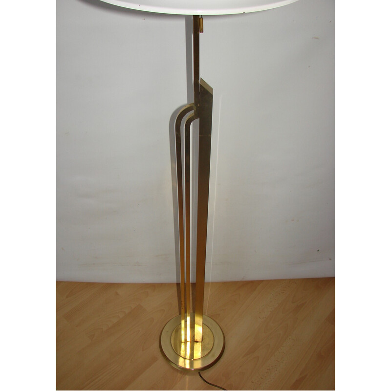 Art deco vintage brass and metal floor lamp, 1960s