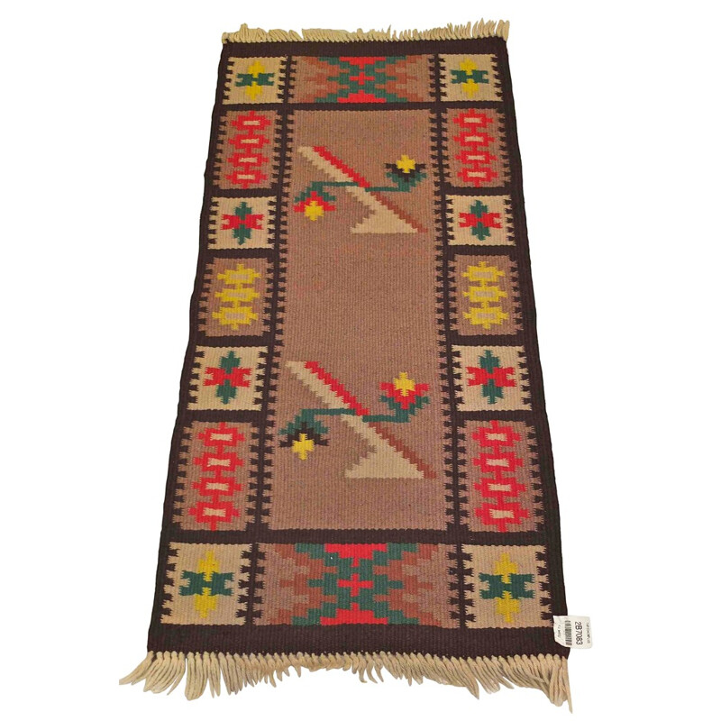 Vintage "Kilim" multicoloured woolen carpet  - 1960s