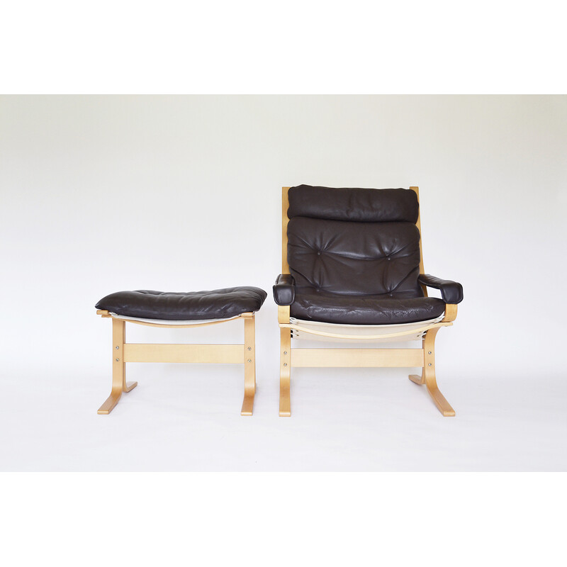 Vintage Siesta fauteuil en voetenbank van Ingmar Relling voor Westnofa, 1960