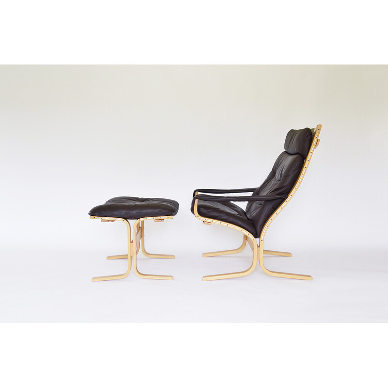 Vintage Siesta fauteuil en voetenbank van Ingmar Relling voor Westnofa, 1960