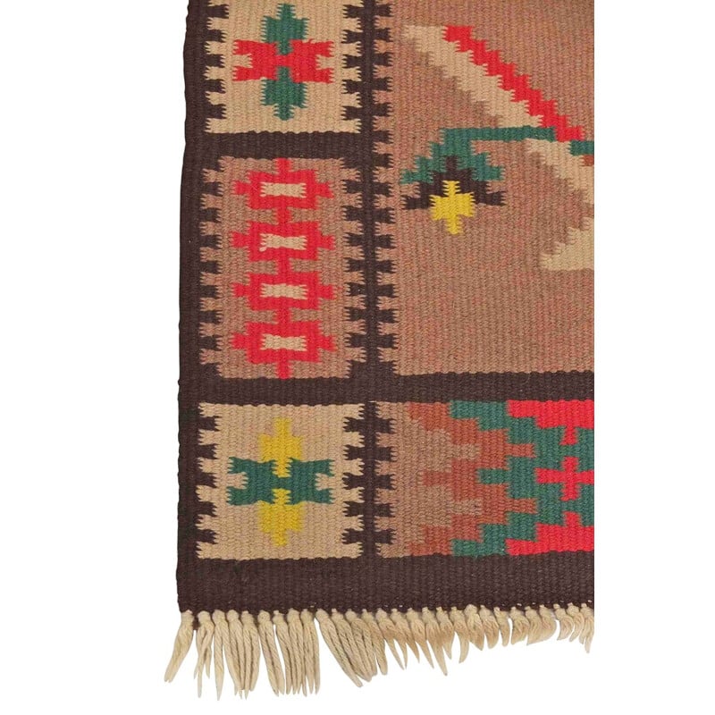 Veelkleurig wollen "kelim" tapijt - 1960