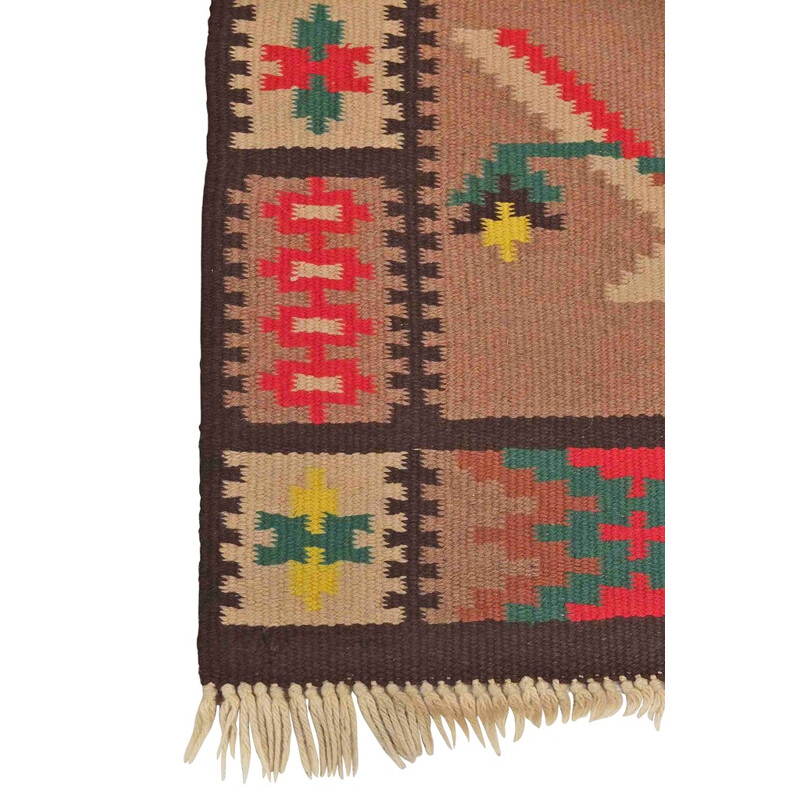 Vintage "Kilim" multicoloured woolen carpet  - 1960s
