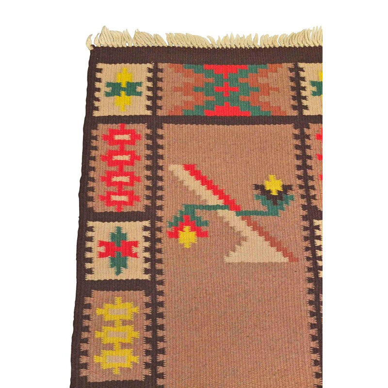 Vintage "Kilim" multicoloured woolen carpet  - 1960s