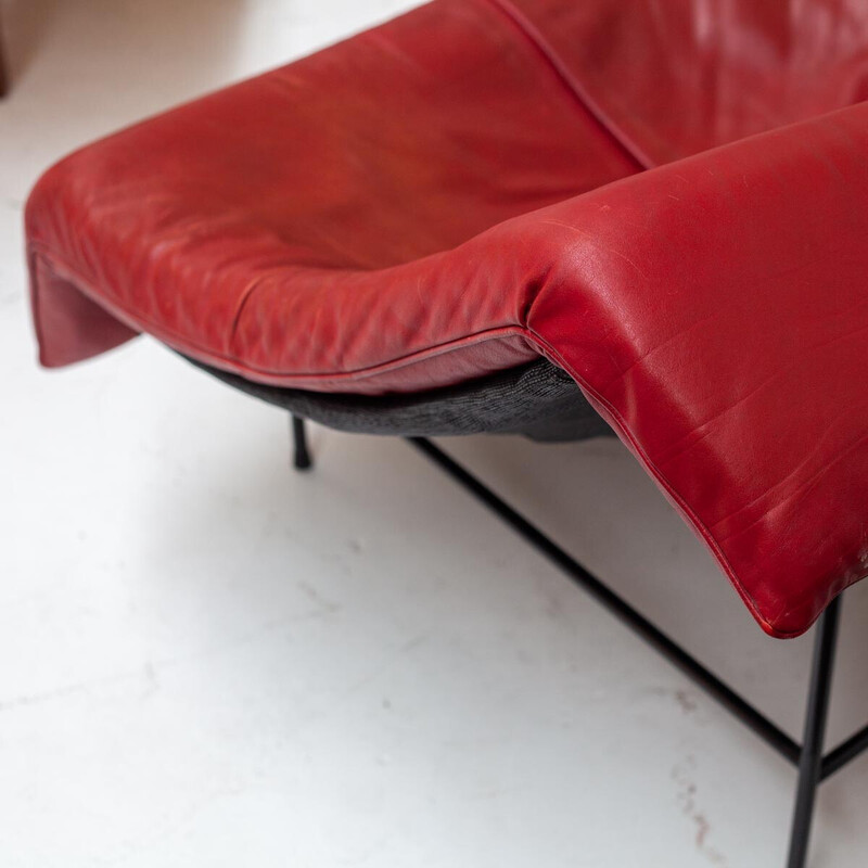 Fauteuil Butterfly vintage en cuir rouge par Gerard Van Den Berg pour Montis, 1983