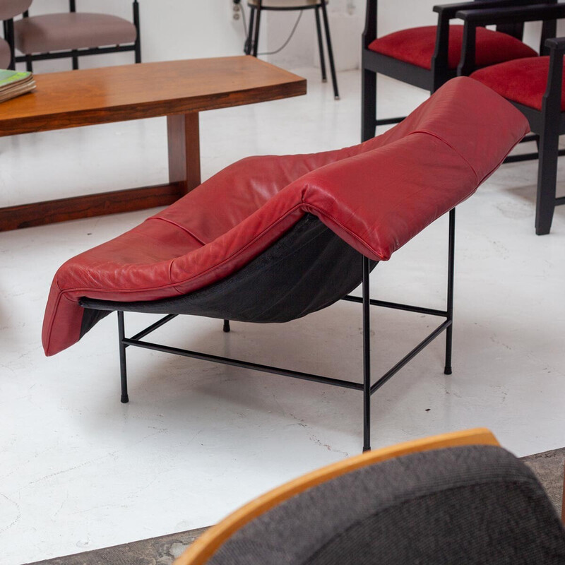 Sillón vintage Butterfly de cuero rojo de Gerard Van Den Berg para Montis, 1983