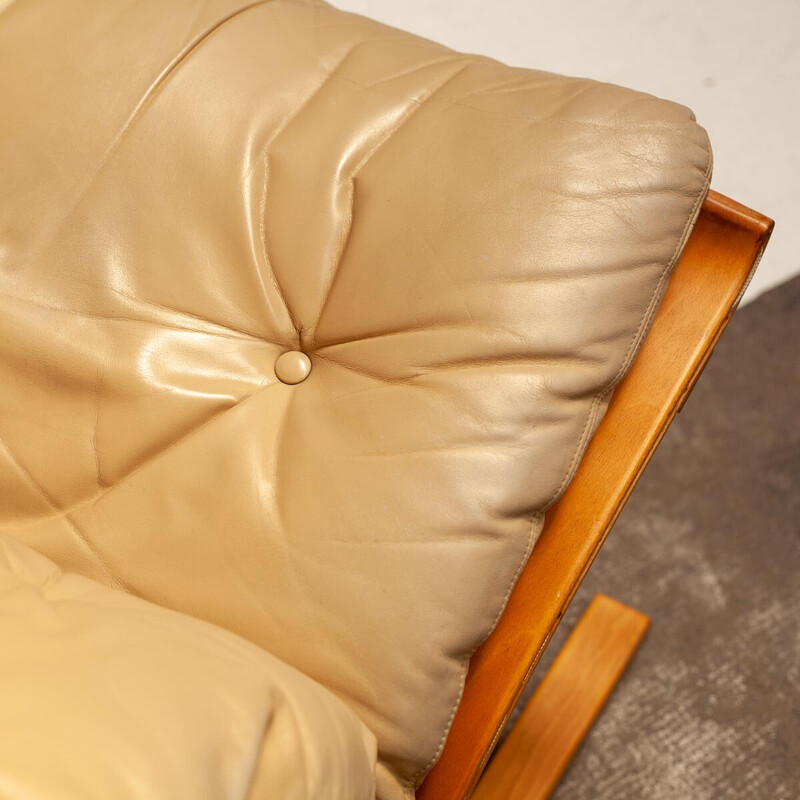 Fauteuil vintage Siesta en bois courbé et cuir par Ingmar Relling pour Westnofa, 1960