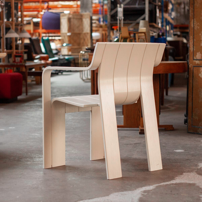 Set van 4 vintage witte Strip stoelen van Gijs Bakker voor Castelijn, 1974